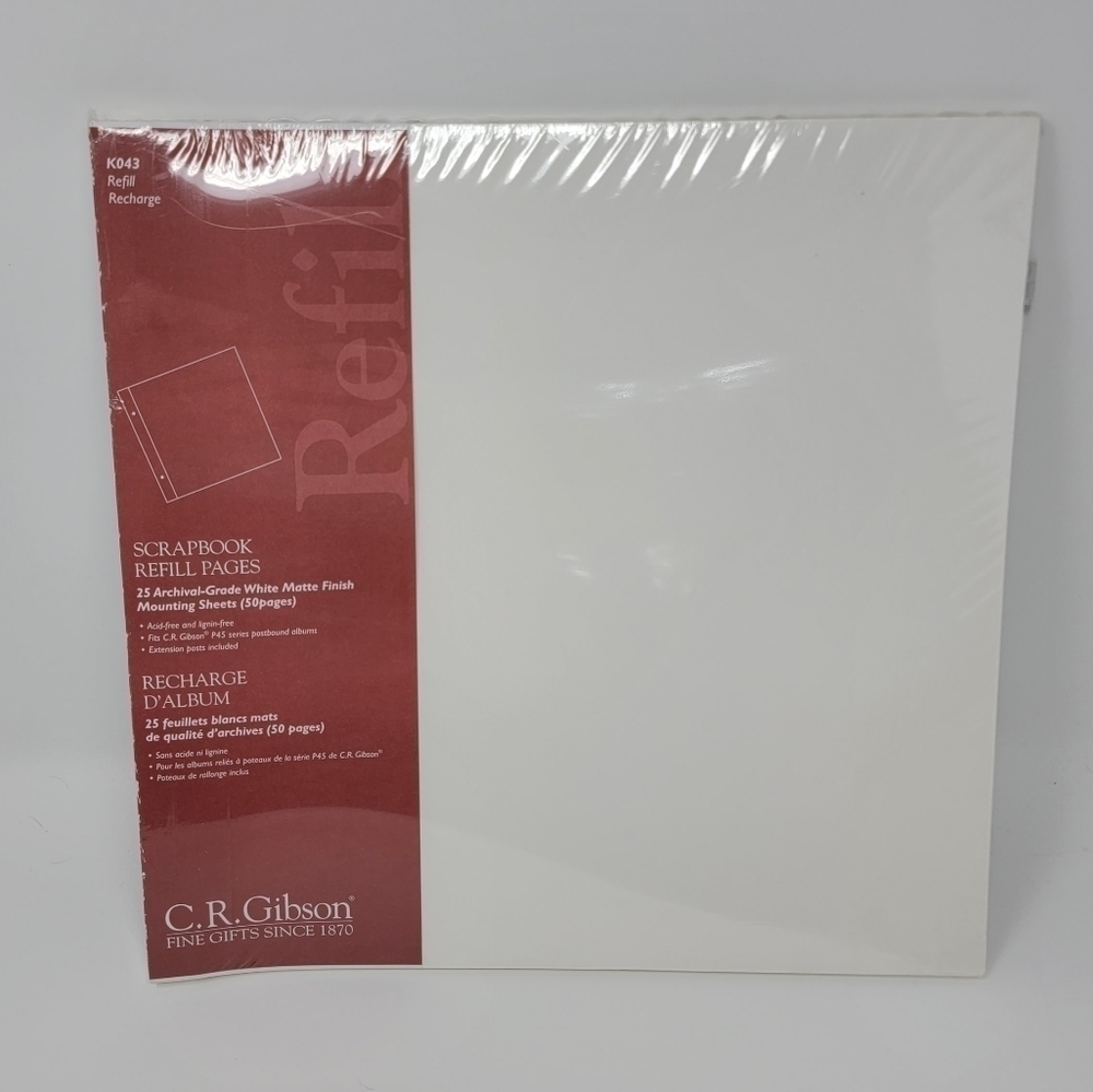 2 packs of  C.R. Gibson K043 Scrapbook Refill Sheets, 25 White Matte